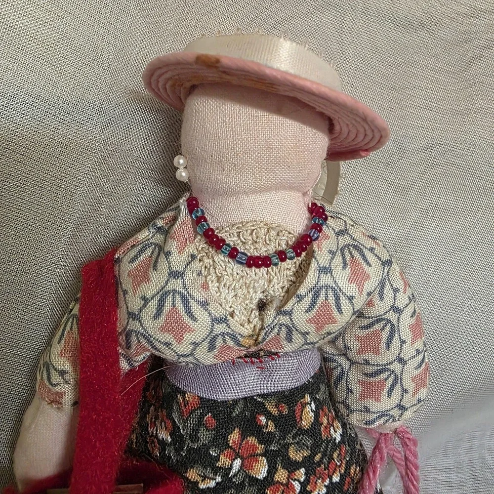 Lot of 3 Handmade Rag Dolls Folk Art Primitive Cloth & Wood Doll‎ Figures Haiti